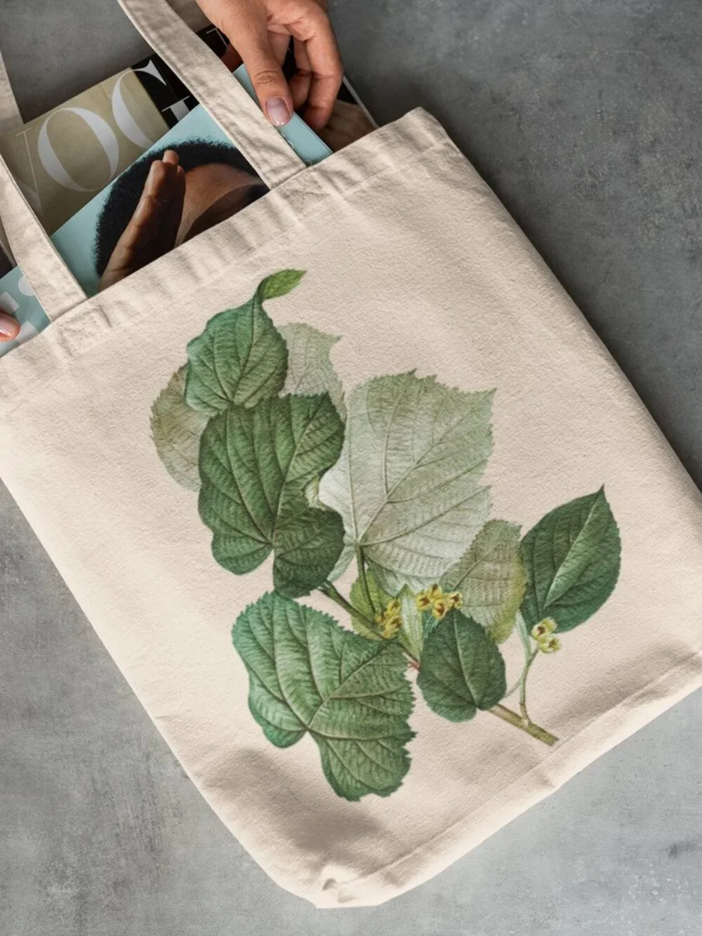 Round-Leaved Linden Vintage Floral Print Graphic Canvas Tote Bag